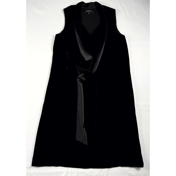 Lafayette 148 New York Black sleeveless velvet size P tie front dress. - Picture 2 of 10